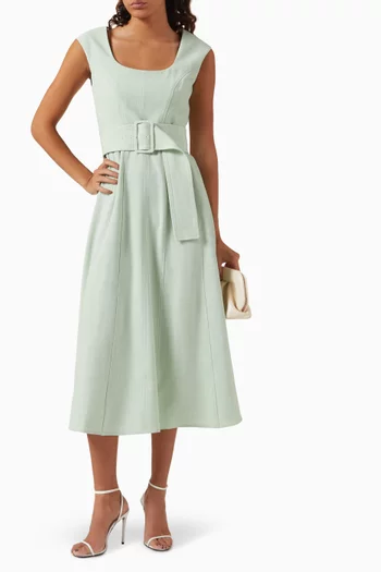 Belted Dress in Mélange Fabric