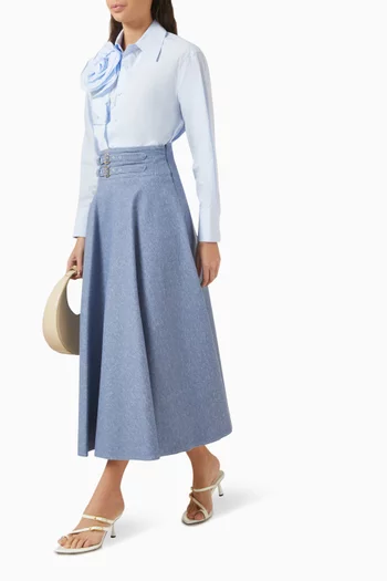Luppolo Belted Midi Skirt in Cotton-blend