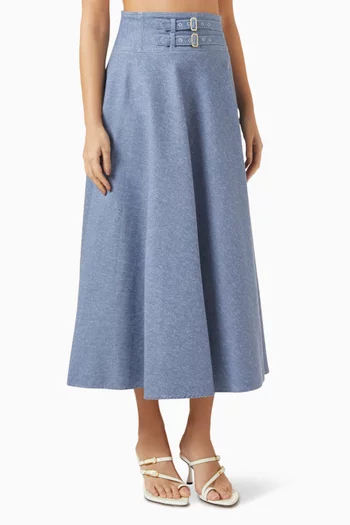 Luppolo Belted Midi Skirt in Cotton-blend