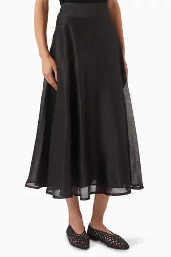 Nippon Midi Skirt in Ramie