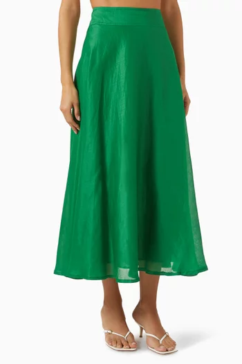 Nippon Midi Skirt in Ramie