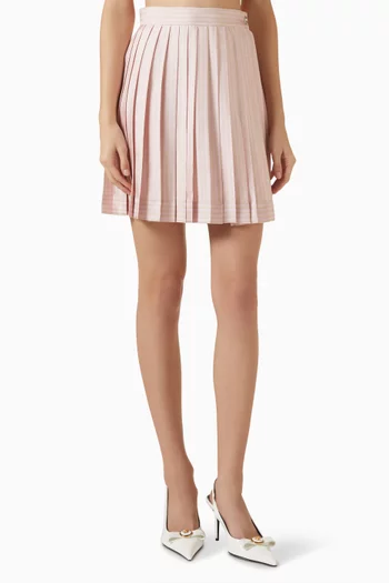 Pleated Mini Skirt in Silk Twill