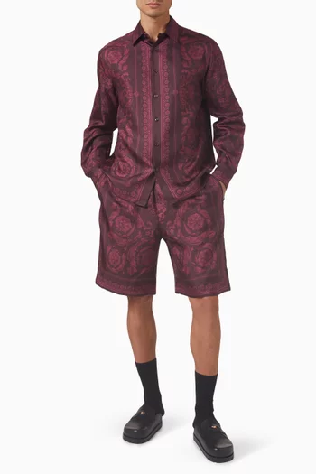 Barocco-print Shorts in Silk-twill