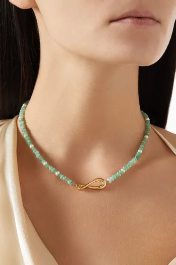 Dolce Beaded Necklace in 18kt Gold-plated Brass