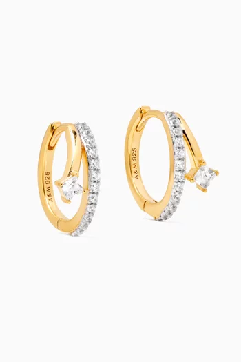 Pavé Crystal Illusion Huggies in 18kt Gold-plated Sterling Silver