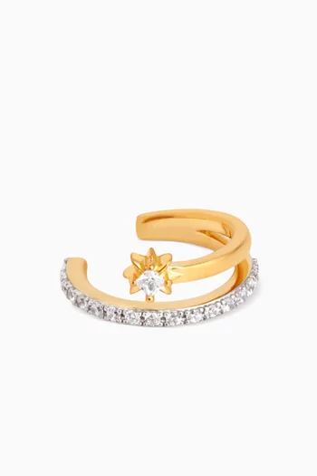 Cosmic Illusion Crystal Single Ear Cuff in 18kt Gold-plated Sterling Silver