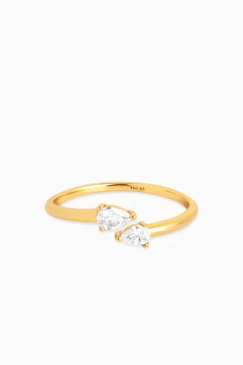 Pear Crystal Wrap Ring in 18kt Gold-plated Sterling Silver