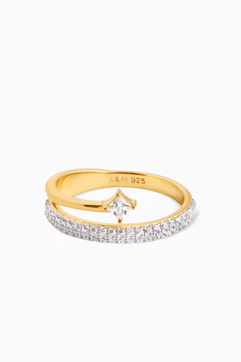Pavé Crystal Illusion Ring in 18kt Gold-plated Sterling Silver