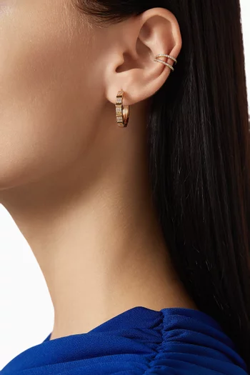 Pleated Crystal Hoops in 18kt Gold-plated Sterling Silver