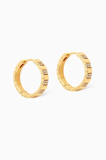 Pleated Crystal Hoops in 18kt Gold-plated Sterling Silver