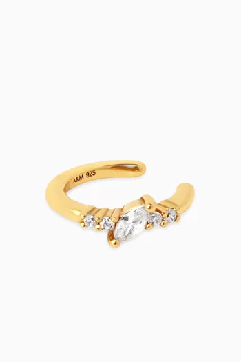Navette Crystal Single Ear Cuff in 18kt Gold-plated Sterling Silver