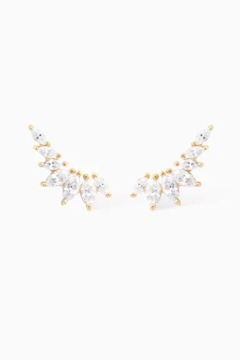 Gimmer Navette Stud Earrings in 18kt Gold-plated Sterling Silver