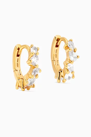 Crystal Pear Huggies in 18kt Gold-plated Sterling Silver