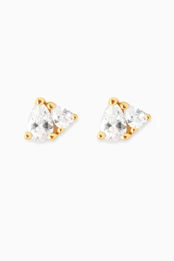 Crystal Pear Stud Earrings in 18kt Gold-plated Sterling Silver