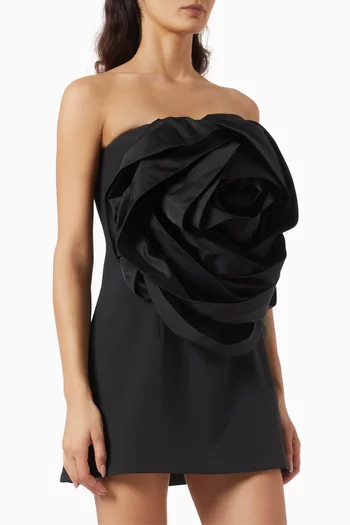 Legacy Rosette Mini Dress in Stretch Taffeta