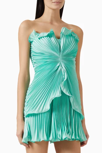 Noa Pleated Mini Dress in Satin