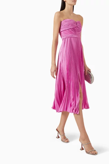 Harden Pleated Strapless Midi Dress