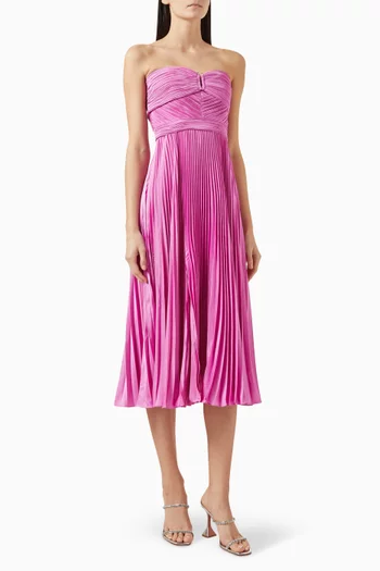 Harden Pleated Strapless Midi Dress
