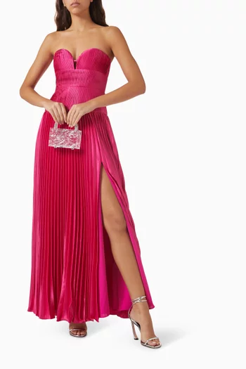 Ludlow Pleated Strapless Gown in Satin