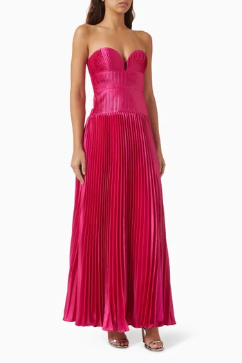 Ludlow Pleated Strapless Gown in Satin