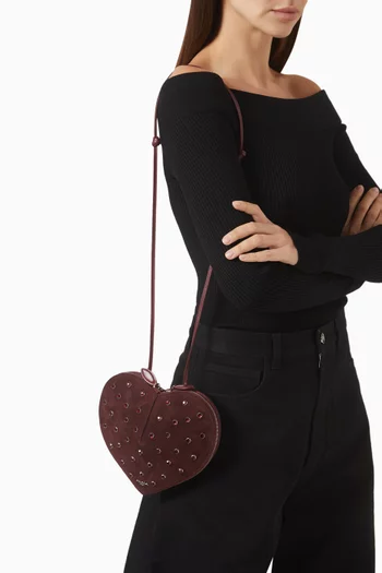 Le Coeur Crystal Crossbody Bag in Suede