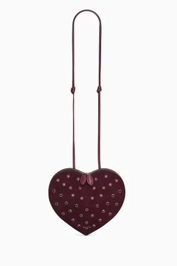Le Coeur Crystal Crossbody Bag in Suede