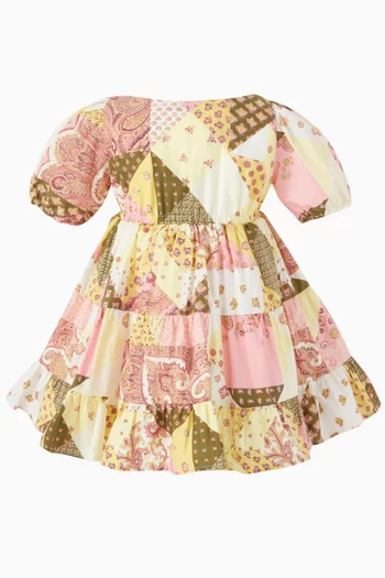 Patchwork Flared Dress in Cotton
