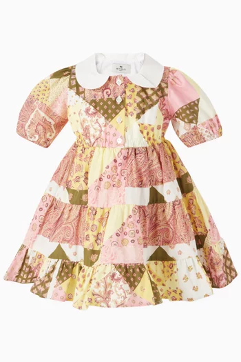 Patchwork Flared Dress in Cotton