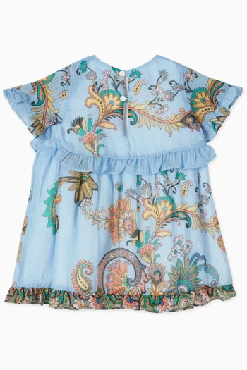 Paisley-printed Ruffle Dress in Cotton