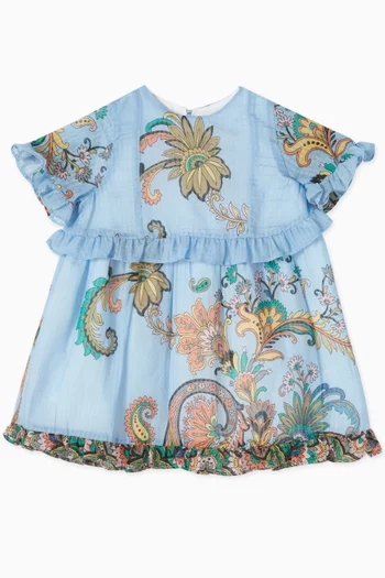 Paisley-printed Ruffle Dress in Cotton