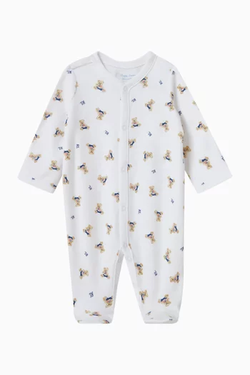 بيجاما قطعة واحدة بطبعة دب بولو قطن