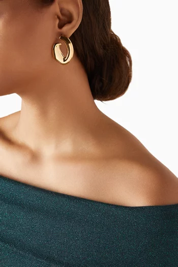 Abstract Earrings in Glossy Gold-tone Brass