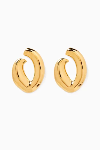 Abstract Earrings in Glossy Gold-tone Brass