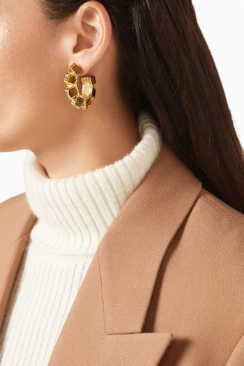 Tile Hoop Earrings in 14kt Gold-plated Brass