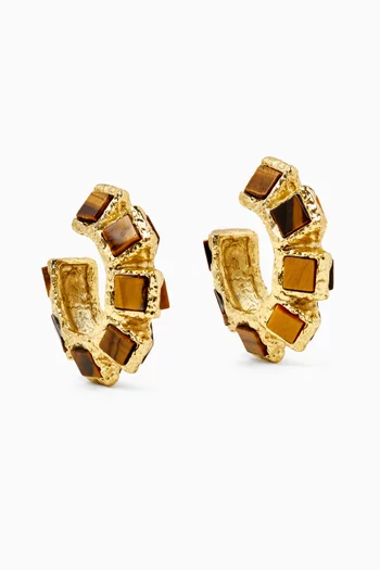 Tile Hoop Earrings in 14kt Gold-plated Brass