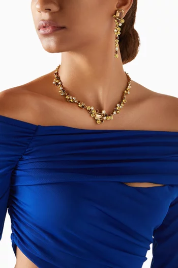 Scramble Crystal Necklace in Gold-tone Brass