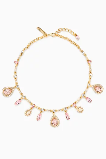 Multi-crystal Necklace in Gold-tone Pewter