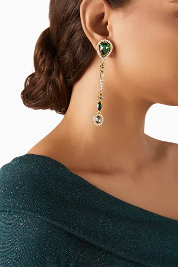 Teardrop Strand Clip-on Earrings in Gold-tone Metal