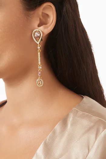 Teardrop Strand Clip-on Earrings in Gold-tone Metal