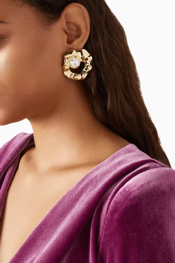 Textured Stud Earrings in Gold-tone Brass