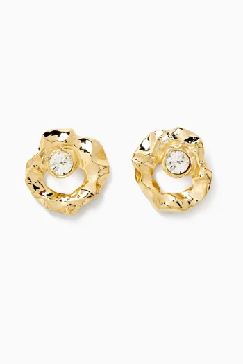 Textured Stud Earrings in Gold-tone Brass