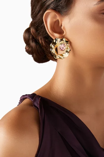 Textured Stud Earrings in Gold-tone Brass