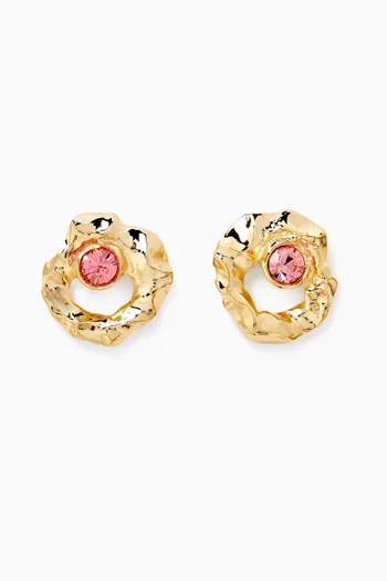 Textured Stud Earrings in Gold-tone Brass