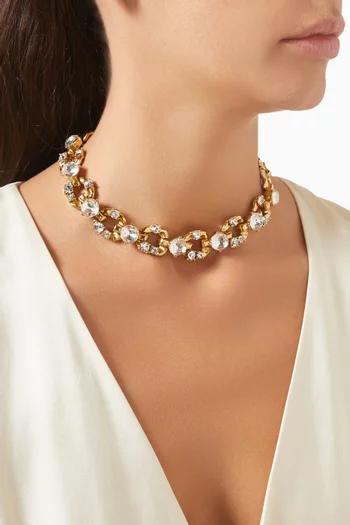 Scramble Crystal Necklace in Gold-tone Brass