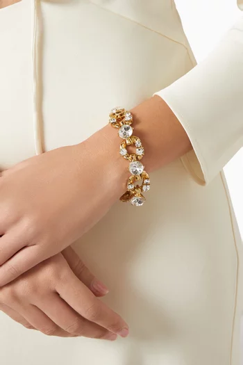 Scramble Crystal Chain Bracelet in Gold-tone Brass