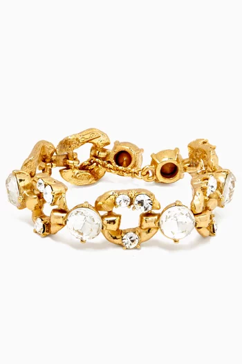Scramble Crystal Chain Bracelet in Gold-tone Brass