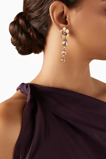 Flower Teardrop Earrings in Gold-tone Pewter