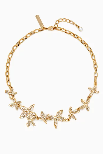Pearl Flower Necklace in Gold-tone Brass