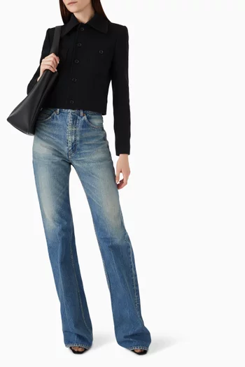 Crop Jacket in Wool-blend Jersey