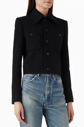 Crop Jacket in Wool-blend Jersey